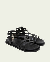 SANDALE PLATE EN CUIR HERA NOIR