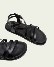 SANDALE PLATE EN CUIR HERA NOIR