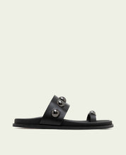 SANDALE PLATE EN CUIR HADID NOIR
