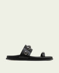 SANDALE PLATE EN CUIR HADID NOIR