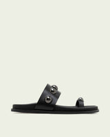 SANDALE PLATE EN CUIR HADID NOIR