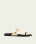 SANDALE PLATE EN CUIR HADID CLOUS OR