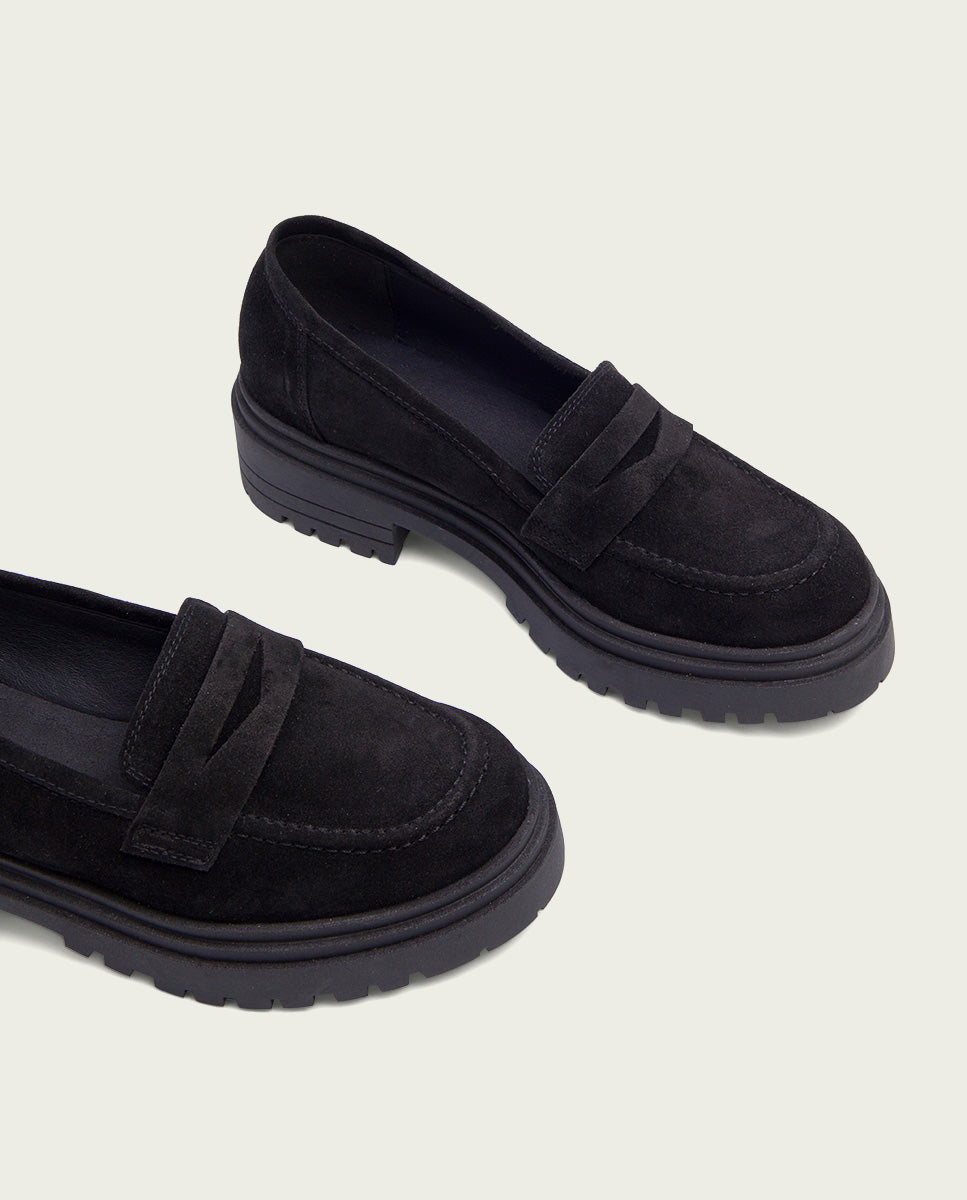 MOCASSINS NOIRS À BOUT OUVERT SELMA