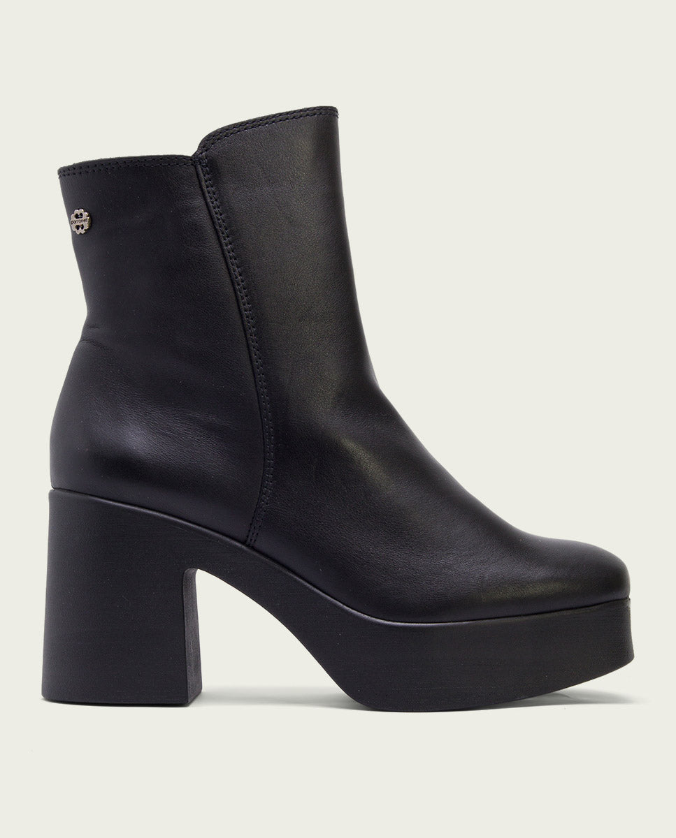 BOTTINES À TALON NOIR ZIPPÉS LIA
