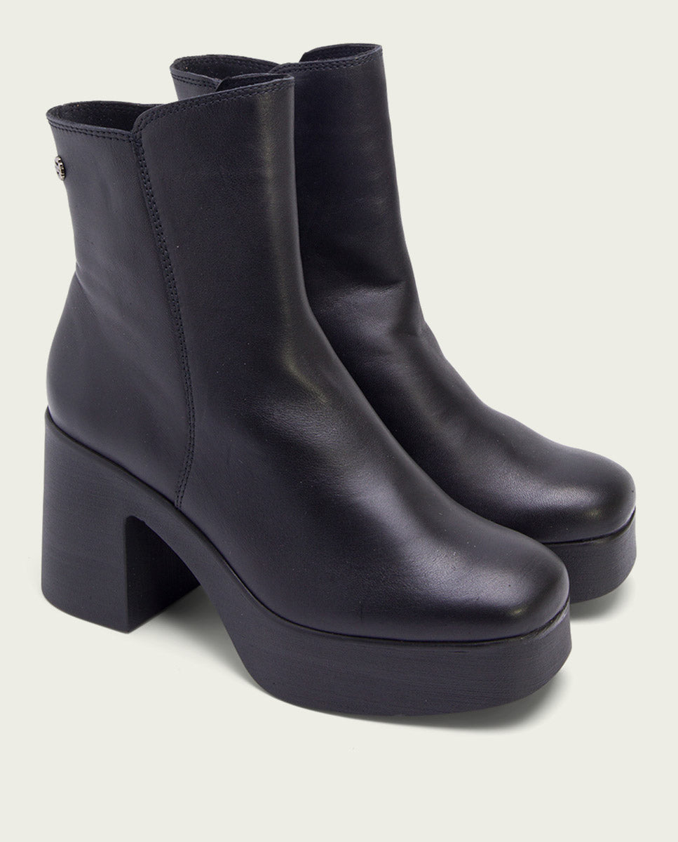 BOTTINES À TALON NOIR ZIPPÉS LIA