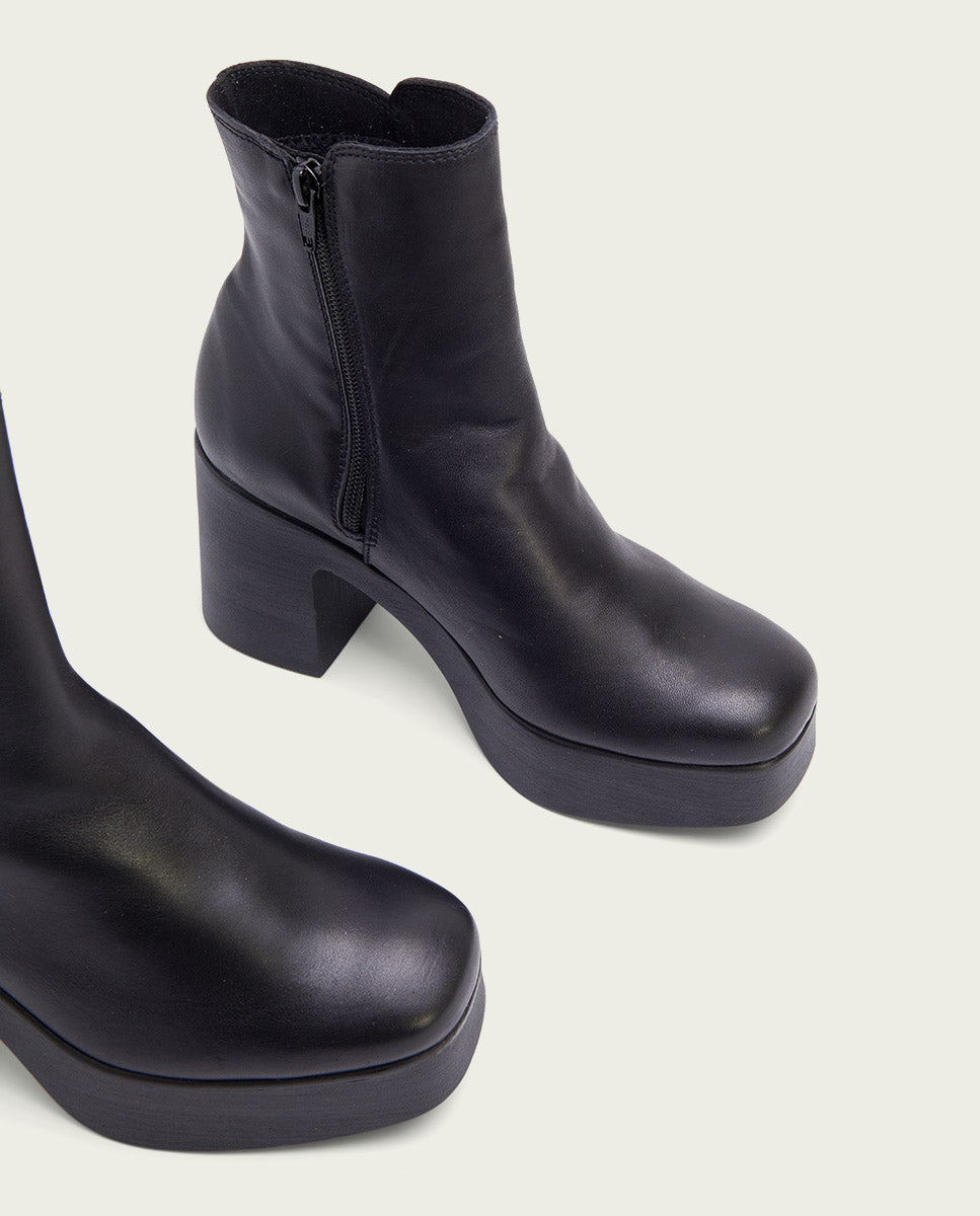 BOTTINES À TALON NOIR ZIPPÉS LIA