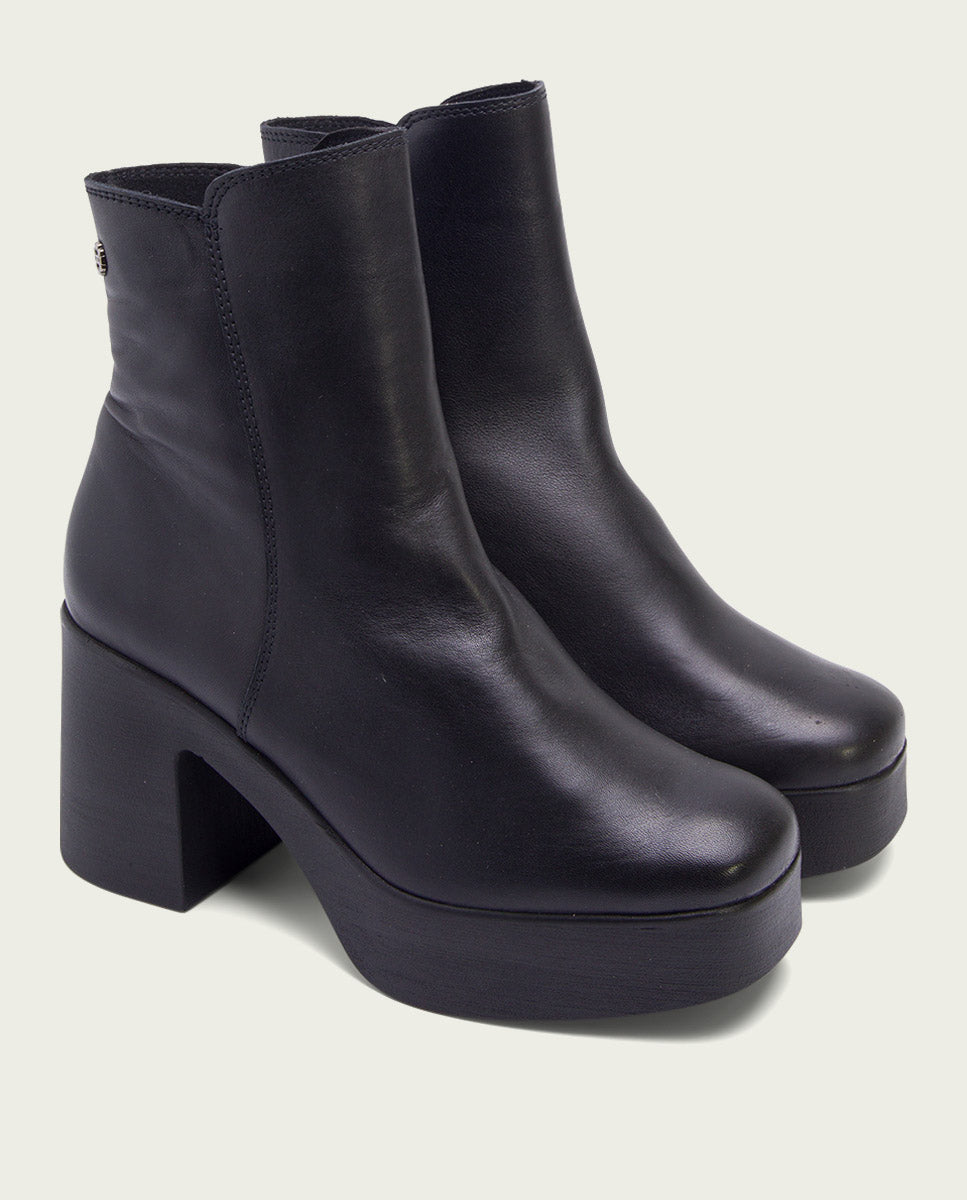 BOTTINES À TALON NOIR ZIPPÉS LIA