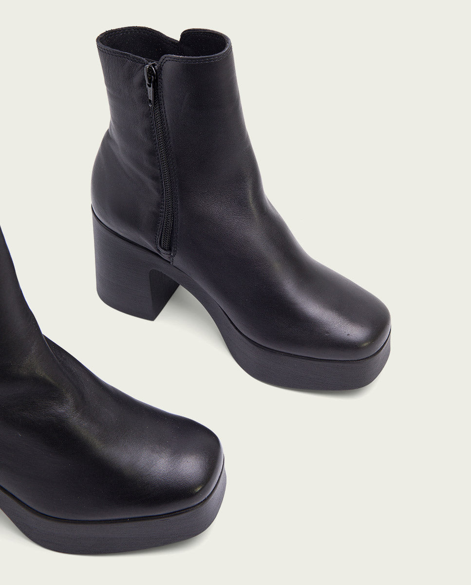 BOTTINES À TALON NOIR ZIPPÉS LIA