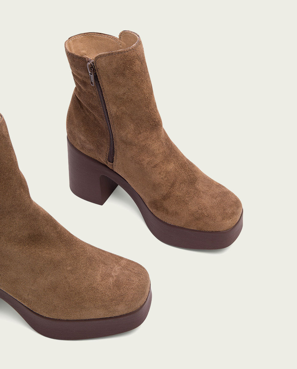 BOTTINES À TALON MOKA ZIPPÉS LETA