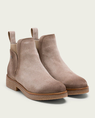 BOTTINES EN CUIR SABLE AVEC ÉLASTIQUES DANNA