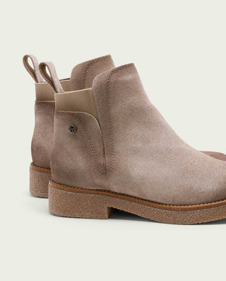 BOTTINES EN CUIR SABLE AVEC ÉLASTIQUES DANNA