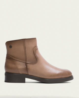 BOTTINES EN CUIR TAUPE AVEC FERMENTEURE ÉCLAIR EINES