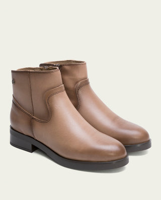 BOTTINES EN CUIR TAUPE AVEC FERMENTEURE ÉCLAIR EINES