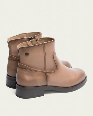 BOTTINES EN CUIR TAUPE AVEC FERMENTEURE ÉCLAIR EINES