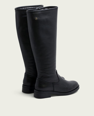 BOTTES HAUTES EN CUIR NOIR AVEC FERMETURE ELBA