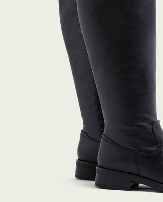 BOTTES HAUTES EN CUIR NOIR AVEC FERMETURE ELBA