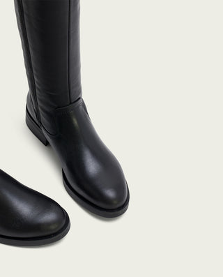 BOTTES HAUTES EN CUIR NOIR AVEC FERMETURE ELBA