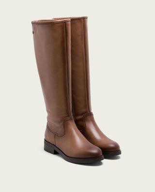 BOTTES HAUTES EN CUIR TAUPE AVEC FERMETURE ELBA