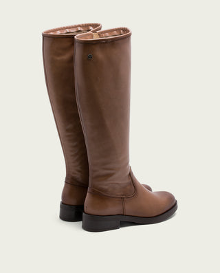 BOTTES HAUTES EN CUIR TAUPE AVEC FERMETURE ELBA