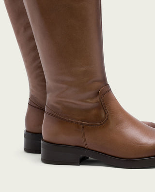 BOTTES HAUTES EN CUIR TAUPE AVEC FERMETURE ELBA