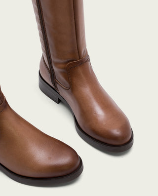 BOTTES HAUTES EN CUIR TAUPE AVEC FERMETURE ELBA