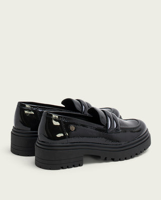 MOCASSINS EN CUIR VERNI NOIR FAYE