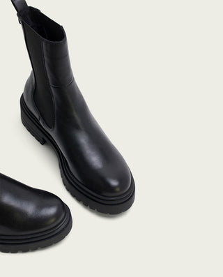 BOTTINES EN CUIR NOIRS AVEC ÉLASTIQUES FILIS