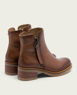 BOTTINES EN CUIR TAUPE AVEC FERMETURE ÉCLAIR GINGER