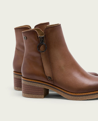 BOTTINES EN CUIR TAUPE AVEC FERMETURE ÉCLAIR GINGER