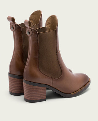 BOTTINES EN CUIR TAUPE AVEC ÉLASTIQUES JOY