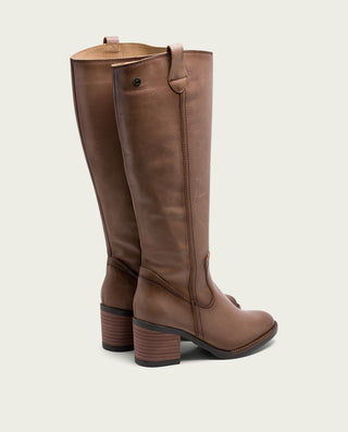 BOTTES EN CUIR TAUPE AVEC FERMETURE ÉCLAIR JEMMA.