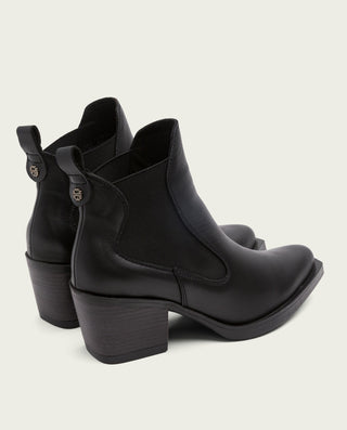 BOTTINES COWBOY EN CUIR NOIR AVEC ÉLASTIQUES HADDIE