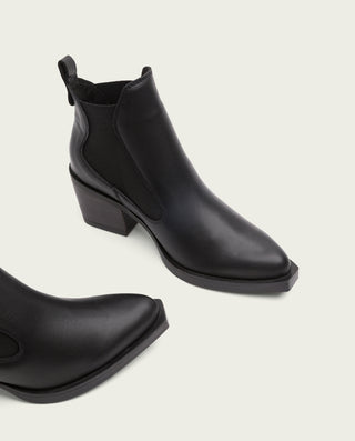 BOTTINES COWBOY EN CUIR NOIR AVEC ÉLASTIQUES HADDIE