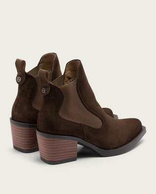 BOTTINES COWBOY EN DAIM MOKA AVEC ÉLASTIQUES HADLEY