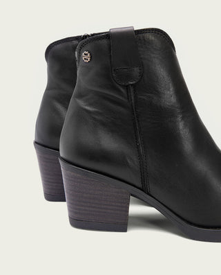 BOTTINES COWBOY EN CUIR NOIR AVEC FERMETURE ÉCLAIR HADRIA