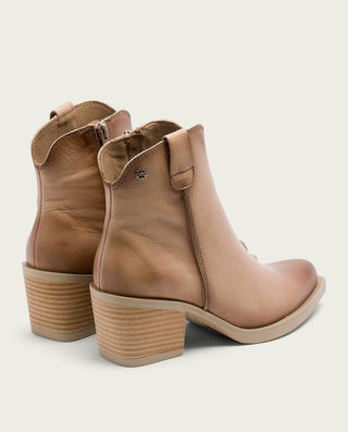 BOTTINES COWBOY EN CUIR CAMEL AVEC FERMETURE ÉCLAIR HADRIA