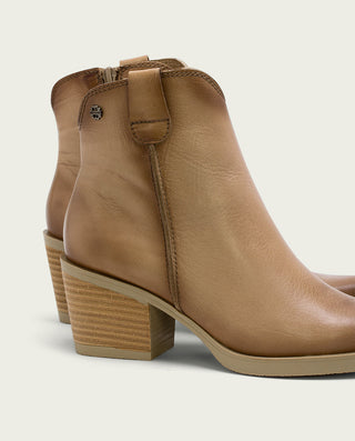 BOTTINES COWBOY EN CUIR CAMEL AVEC FERMETURE ÉCLAIR HADRIA