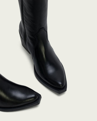 BOTTES COWBOY EN CUIR NOIRE AVEC FERMETURE ÉCLAIR HELGA