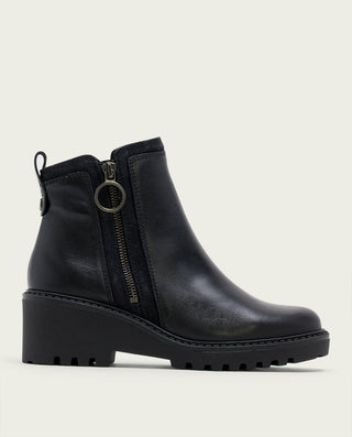 BOTTINES EN CUIR AVEC TALON ET FERMETURE ÉCLAIR NOIR LEONA