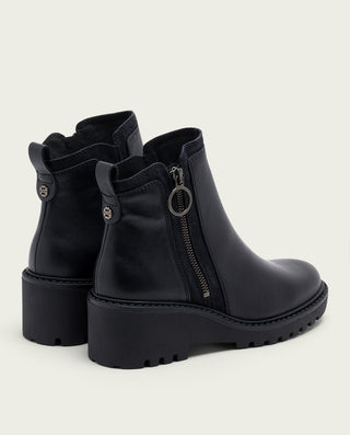 BOTTINES EN CUIR AVEC TALON ET FERMETURE ÉCLAIR NOIR LEONA