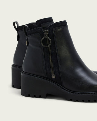 BOTTINES EN CUIR AVEC TALON ET FERMETURE ÉCLAIR NOIR LEONA