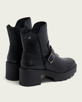 BOTTINES EN CUIR AVEC FERMETURE ÉCLAIR NOIRE MALIA