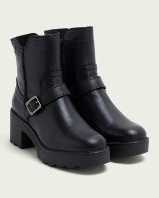 BOTTINES EN CUIR AVEC FERMETURE ÉCLAIR NOIRE MALIA