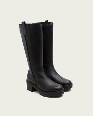 BOTTES EN CUIR AVEC FERMETURE ÉCLAIR NOIRE MAYRA