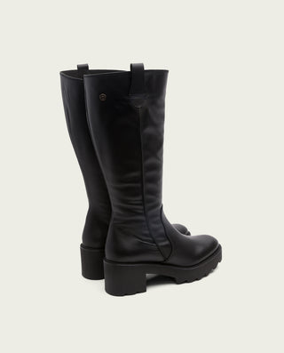 BOTTES EN CUIR AVEC FERMETURE ÉCLAIR NOIRE MAYRA