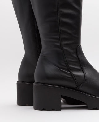 BOTTES EN CUIR AVEC FERMETURE ÉCLAIR NOIRE MAYRA