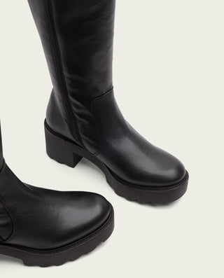 BOTTES EN CUIR AVEC FERMETURE ÉCLAIR NOIRE MAYRA