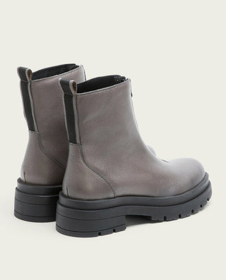 BOTTINES TRACK EN CUIR GRIS AVEC FERMETURE ÉCLAIR NALA.