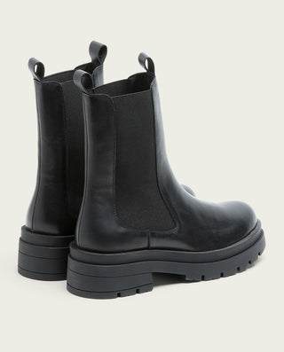 BOTTINES TRACK EN CUIR NOIR AVEC ÉLASTIQUES NAÏN