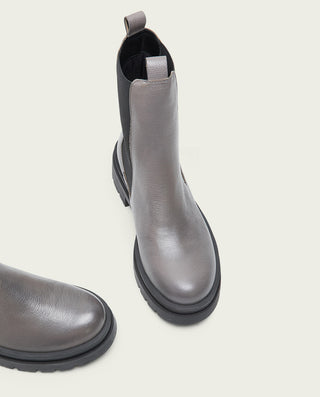 BOTTINES TRACK EN CUIR GRIS AVEC ÉLASTIQUES NAÏN